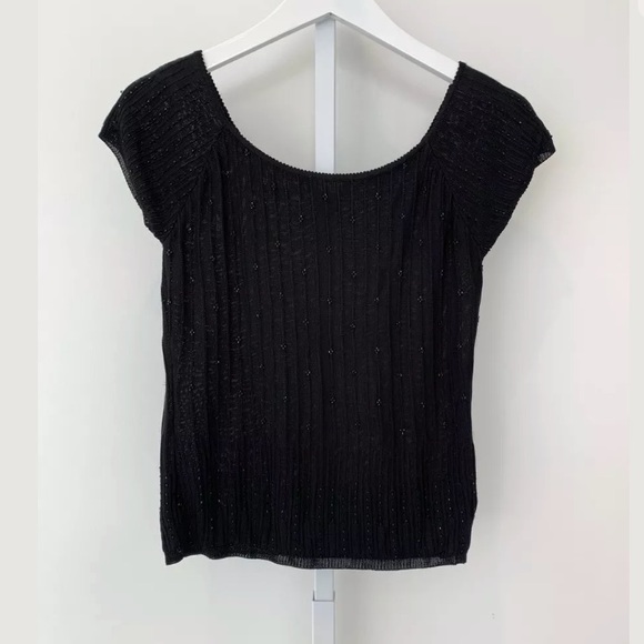 LAUNDRY BY SHELLI SEGAL BLACK EMBELLISHED KNIT TOP SIZE M - Picture 3 of 16